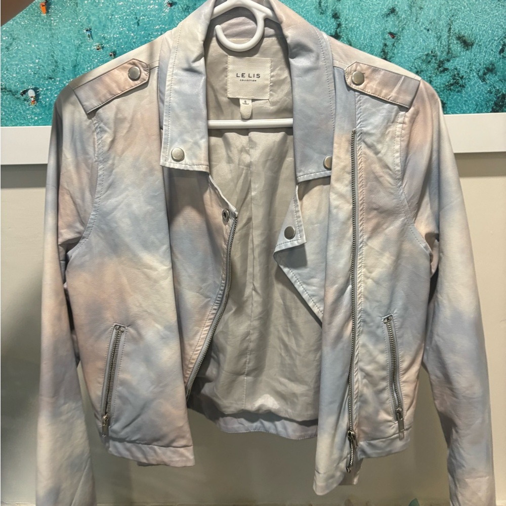 Le Lis Blue Bomber Jacket with Epaulettes